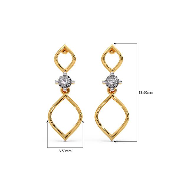 Tri Gold Earring | BIS Hallmarked